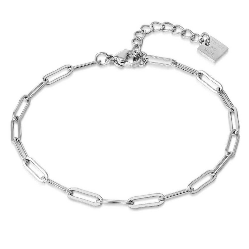 Chaînes | Bracelet en Acier Poli, Chaîne Maillons Ovales, 3 mm – Femmes Bijoux Chaînes