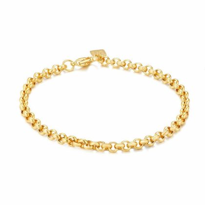 Chaînes | Bracelet en Acier Poli Doré, Forcat, 4 mm Goudkleur – Femmes/Hommes Bijoux Chaînes