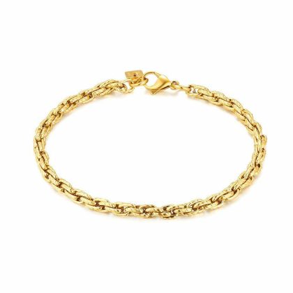 Chaînes | Bracelet en Acier Poli Doré, Maillons Tressés, 4.5 mm Goudkleur – Femmes/Hommes Bijoux Chaînes