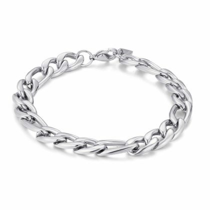 Chaînes | Bracelet en Acier Poli, Figaro, 8 mm Zilverkleur – Femmes/Hommes Bijoux Chaînes