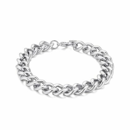 Chaînes | Bracelet en Acier Poli, Gourmet, 10 mm Zilverkleur – Femmes/Hommes Bijoux Chaînes