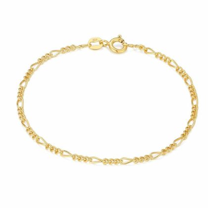 Chaînes | Bracelet en Argent Plaqué Or 18Ct, Figaro Pas de couleur – Femmes Bijoux Chaînes