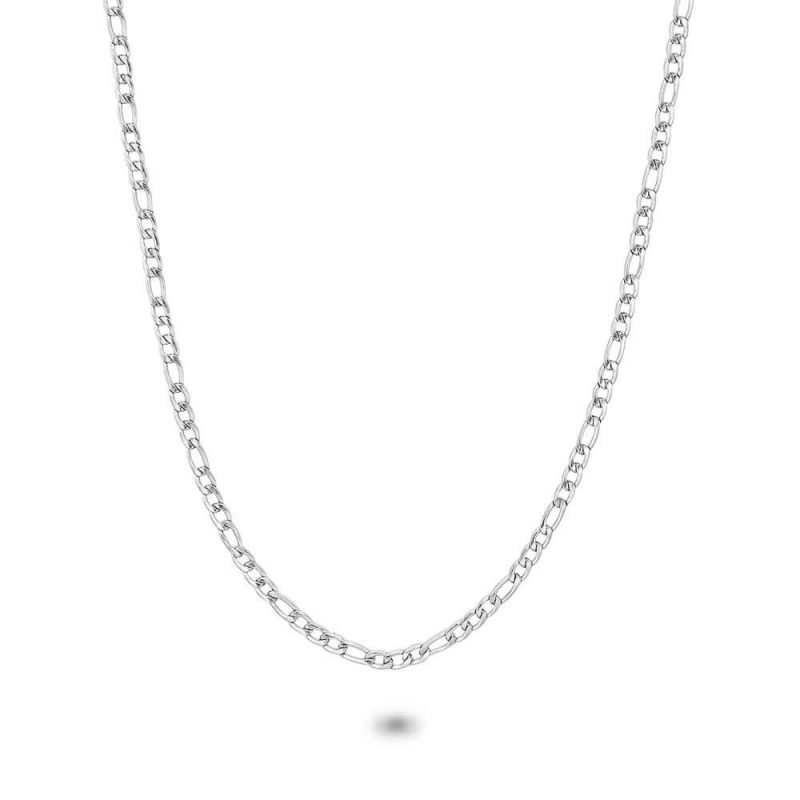 Chaînes | Collier en Acier Poli, Chaîne Figaro 3 mm Zilverkleur – Femmes Bijoux Chaînes