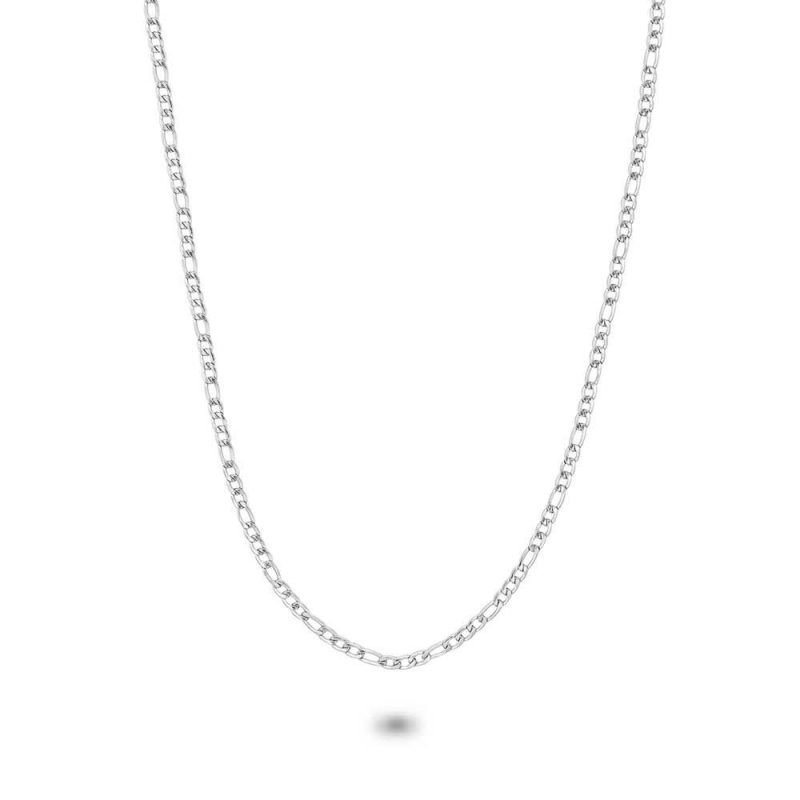 Chaînes | Collier en Acier Poli, Chaîne Figaro 3 mm Zilverkleur – Femmes Bijoux Chaînes