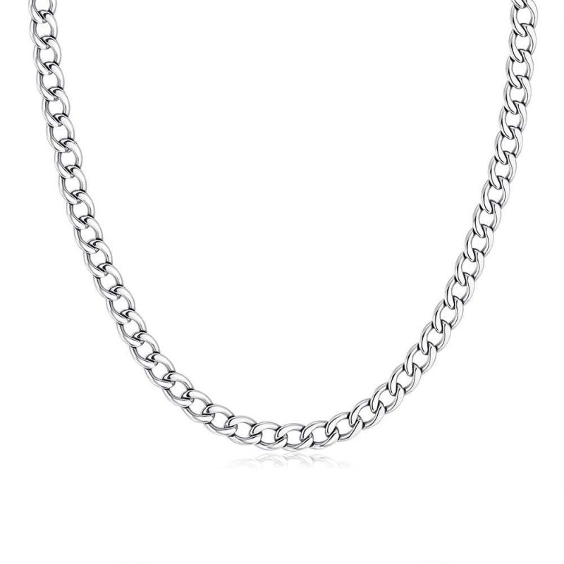 Chaînes | Collier en Acier Poli, Chaîne Gourmet 7 mm Zilverkleur – Femmes Bijoux Chaînes