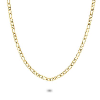 Chaînes | Collier en Acier Poli Doré, Châine Maille Figaro 3 mm Goudkleur – Femmes Bijoux Chaînes