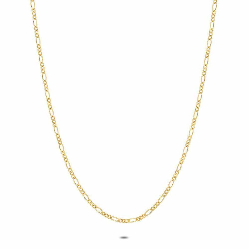 Chaînes | Collier en Argent Plaqué Or 18Ct, Figaro Pas de couleur – Femmes Bijoux Chaînes