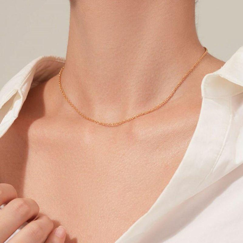 Chaînes | Collier en Argent Plaqué Or 18Ct, Forcat Pas de couleur – Femmes Bijoux Chaînes