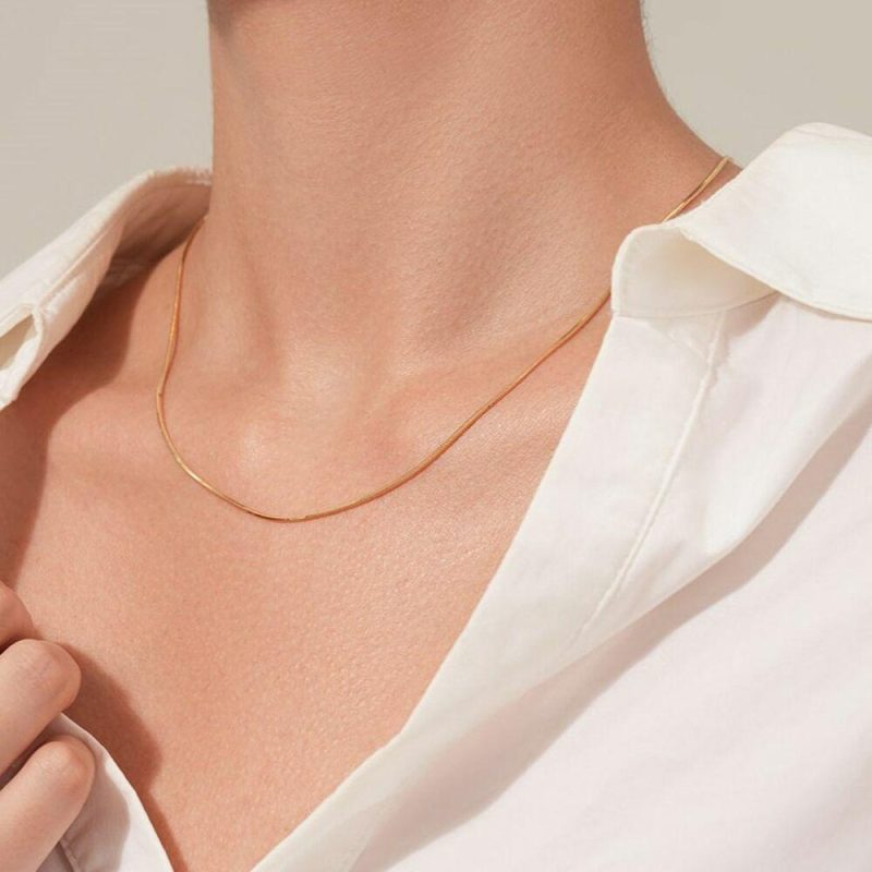 Chaînes | Collier en Argent Plaqué Or 18Ct, Queue de Rat Pas de couleur – Femmes Bijoux Chaînes