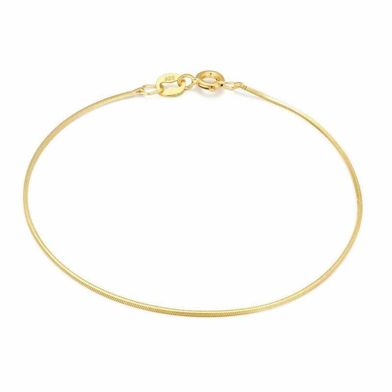 Colliers | Bracelet en Argent Plaqué Or 18Ct, Queue de Rat Carrée Pas de couleur – Femmes Bijoux Chaînes