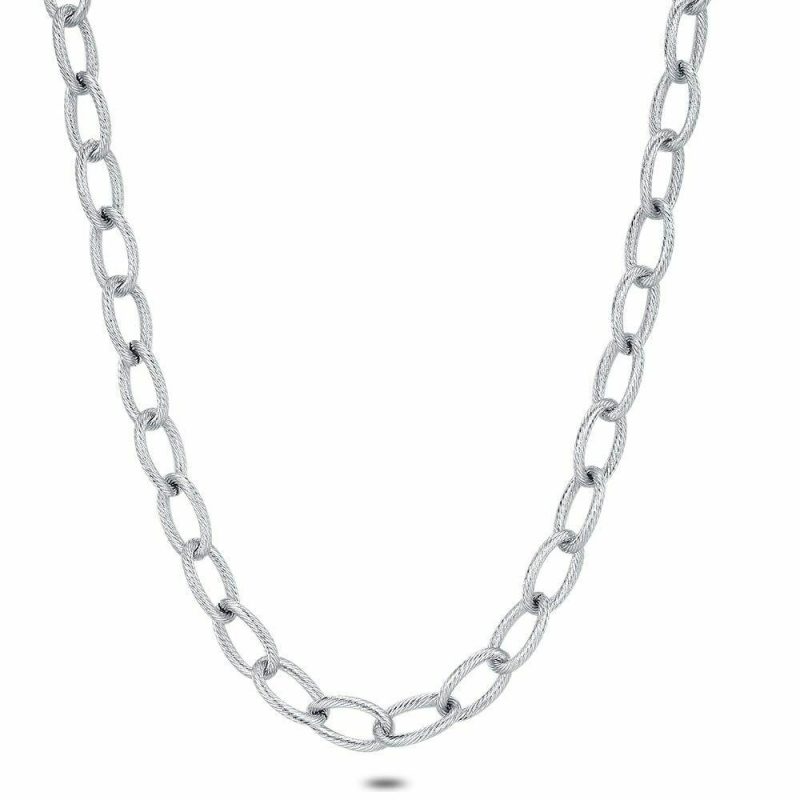 Colliers | Collier en Acier Poli À Maillons Ovales de 15 mm, Rayés Pas de couleur – Hommes Bijoux Colliers