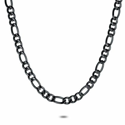 Colliers | Collier en Acier Poli, Chaîne Figaro Noir Noir – Hommes Bijoux Colliers