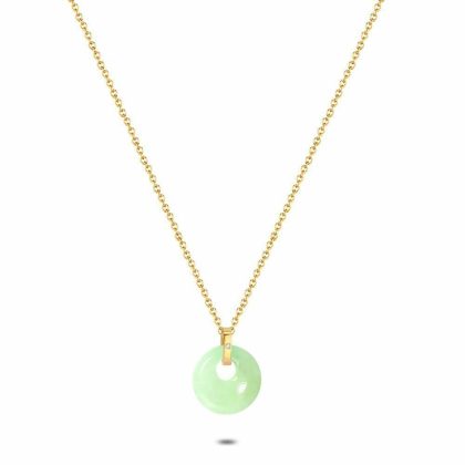 Colliers | Collier en Acier Poli Couleur Or, Aventurine Verte Vert – Femmes Bijoux Colliers