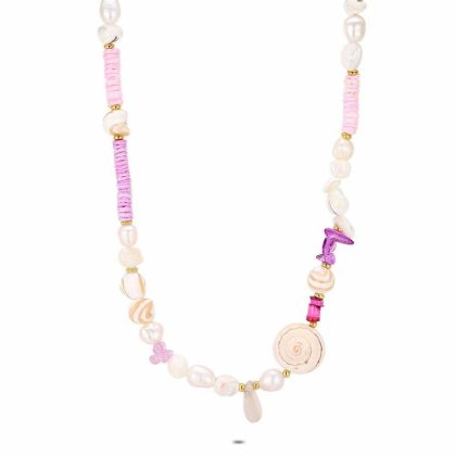 Colliers | Collier en Acier Poli Couleur Or, Coquillages Multi – Femmes Bijoux Colliers