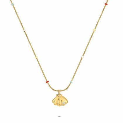 Colliers | Collier en Acier Poli Couleur Or, Coquille Multi – Femmes Bijoux Colliers