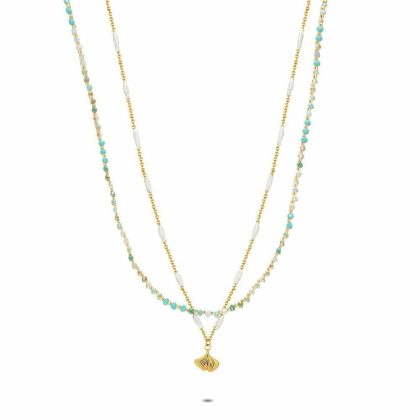 Colliers | Collier en Acier Poli Couleur Or, Feuille Gingko Multi – Femmes Bijoux Colliers