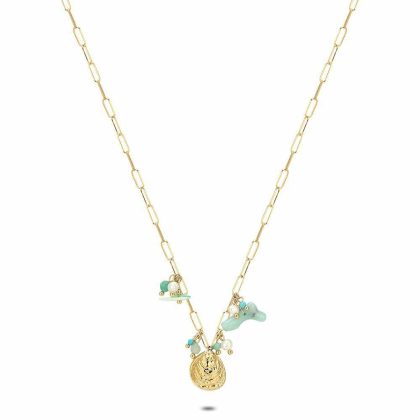 Colliers | Collier en Acier Poli Couleur Or, Goutte Turquoise – Femmes Bijoux Colliers