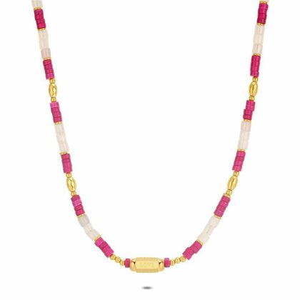 Colliers | Collier en Acier Poli Couleur Or, Happy, Luck, Love Rose – Femmes Bijoux Colliers