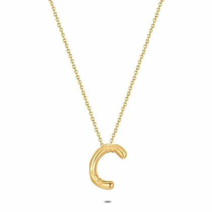 Colliers | Collier en Acier Poli Couleur Or, Lettre Bubble C Pas de couleur – Femmes Bijoux Colliers