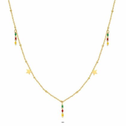 Colliers | Collier en Acier Poli Couleur Or, Petites Étoiles Multi – Femmes Bijoux Colliers