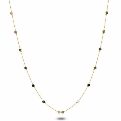 Colliers | Collier en Acier Poli Couleur Or, Pierres Multicolores Multi – Femmes Bijoux Colliers