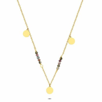 Colliers | Collier en Acier Poli Couleur Or, Pierres Tourmaline Multi – Femmes Bijoux Colliers