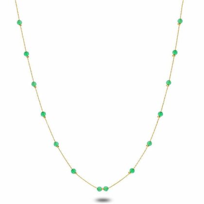 Colliers | Collier en Acier Poli Couleur Or, Pierres Vertes Vert – Femmes Bijoux Colliers