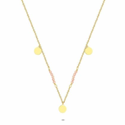 Colliers | Collier en Acier Poli Couleur Or, Quartz Rose Rose – Femmes Bijoux Colliers