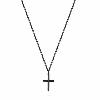 Colliers | Collier en Acier Poli, Croix Noir Noir – Femmes/Hommes Bijoux Colliers