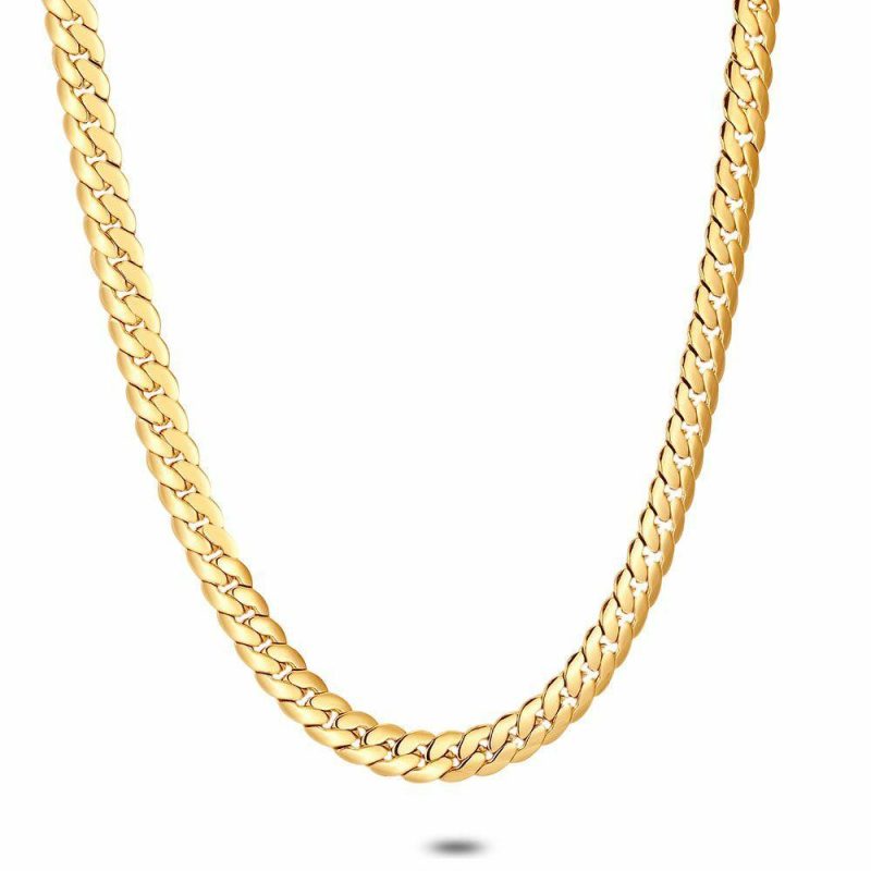 Colliers | Collier en Acier Poli Doré, Chaîne Maille Gourmet, 6 mm Goudkleur – Femmes/Hommes Bijoux Colliers