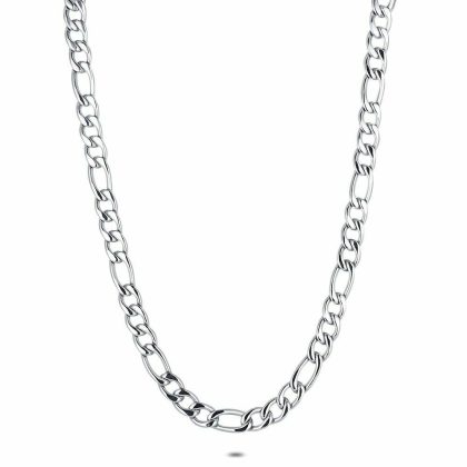 Colliers | Collier en Acier Poli, Figaro 10 mm Zilverkleur – Femmes/Hommes Bijoux Colliers