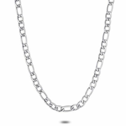 Colliers | Collier en Acier Poli, Figaro, 5 mm Zilverkleur – Femmes/Hommes Bijoux Colliers