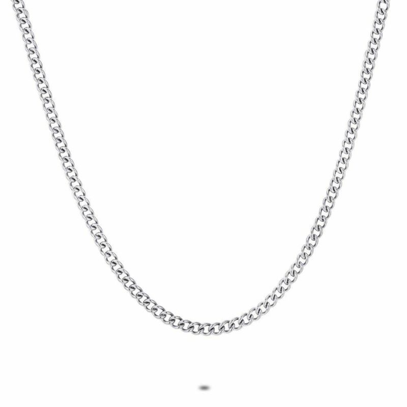 Colliers | Collier en Acier Poli, Gourmet, 2 mm Zilverkleur – Femmes/Hommes Bijoux Colliers