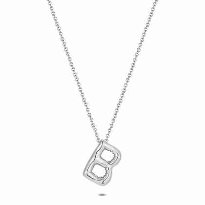 Colliers | Collier en Acier Poli, Lettre Bubble B Pas de couleur – Femmes Bijoux Colliers