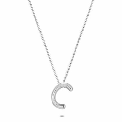 Colliers | Collier en Acier Poli, Lettre Bubble C Pas de couleur – Femmes Bijoux Colliers