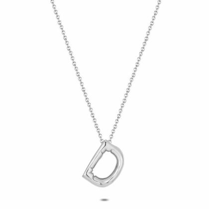 Colliers | Collier en Acier Poli, Lettre Bubble D Pas de couleur – Femmes Bijoux Colliers