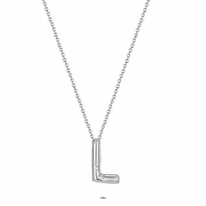 Colliers | Collier en Acier Poli, Lettre Bubble L Pas de couleur – Femmes Bijoux Colliers