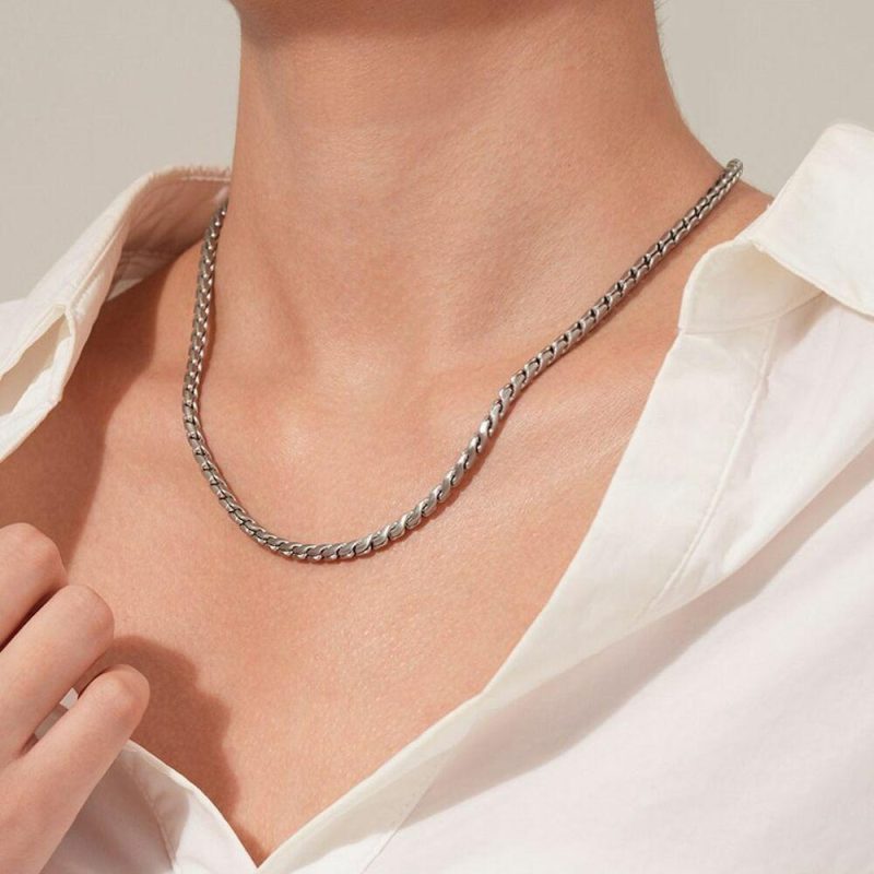 Colliers | Collier en Acier Poli, Maille Ronde Mate Pas de couleur – Femmes/Hommes Bijoux Colliers