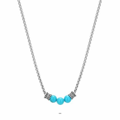 Colliers | Collier en Acier Poli, Pierres Turquoises Turquoise – Hommes Bijoux Colliers