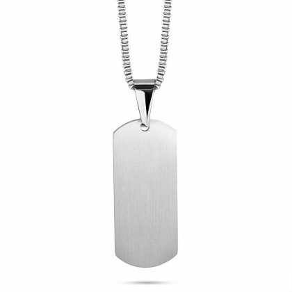 Colliers | Collier en Acier Poli, Plaque – Hommes Bijoux Colliers