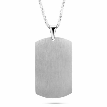 Colliers | Collier en Acier Poli, Plaque – Hommes Bijoux Colliers