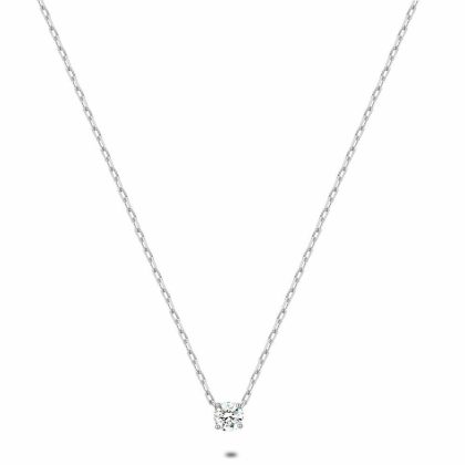 Colliers | Collier en Argent, 1 Zircon, 5 mm Zilverkleur – Femmes Bijoux Colliers