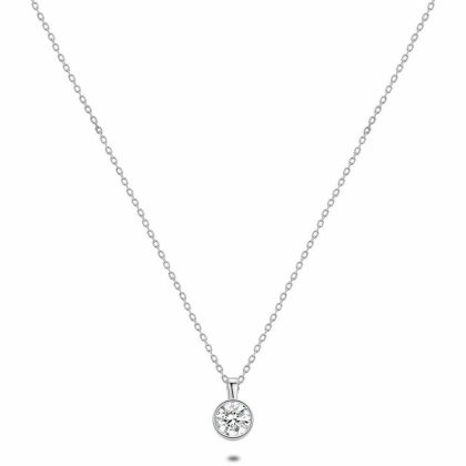 Colliers | Collier en Argent, 1 Zircon, 5 mm Zilverkleur – Femmes Bijoux Colliers