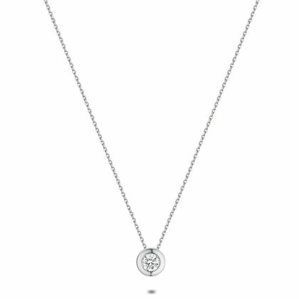 Colliers | Collier en Argent, 1 Zircon, 6 mm Zilverkleur – Femmes Bijoux Colliers