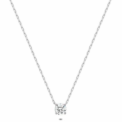 Colliers | Collier en Argent, 1 Zircon, 7 mm Zilverkleur – Femmes Bijoux Colliers