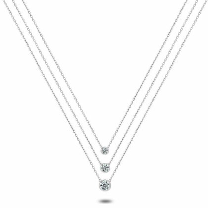 Colliers | Collier en Argent, 3 Collliers, 3 Zircons Zilverkleur – Femmes Bijoux Colliers