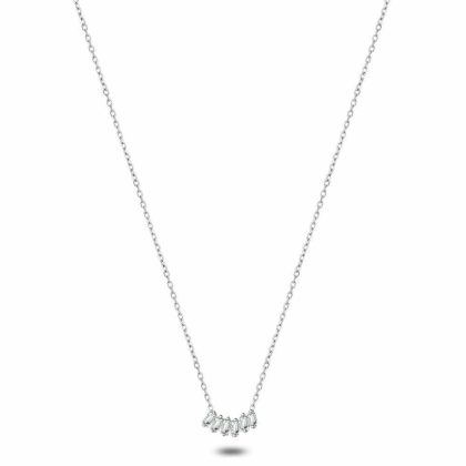 Colliers | Collier en Argent, 6 Zircons Rectangulaires Zilverkleur – Femmes Bijoux Colliers