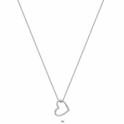 Colliers | Collier en Argent, Coeur Ouvert, Zircons Zilverkleur – Femmes Bijoux Colliers