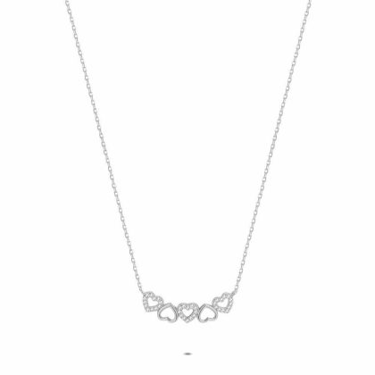 Colliers | Collier en Argent, Coeurs Ouverts, Pierres Blanc – Femmes Bijoux Blanc