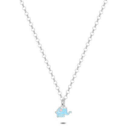 Colliers | Collier en Argent, Collier Avec Éléphant Bleu Bleu – Enfants Bijoux Bleu